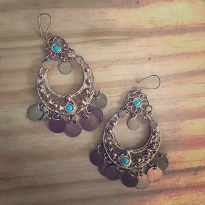 Vintage Gold & Turquoise Earrings